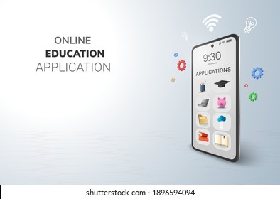 Digital Applications Online Education internet and blank space on phone, mobile website background social distance concept