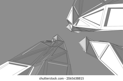 digital architecture drawing vector 3d illustration