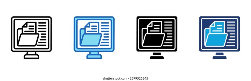 Ícone de arquivo digital Ilustração de vetor de vários estilos
