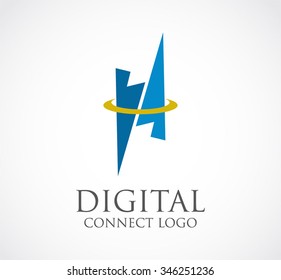 Digital arrow of ring abstract vector and logo design or template technology business icon of company identity symbol concept