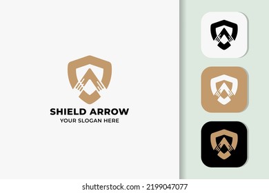 digital arrow shield logo design, abstract letter a technology logo