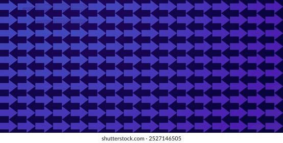Digital Arrows Background. Negative Space Arrows Seamless Pattern. Optical Illusion Effect. Vector Illustration.