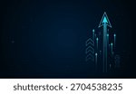 A digital Arrows graphic shows a bold, luminous arrow pointing upward, representing innovation, advancement, and strong upward trends in technology Arrows concepts