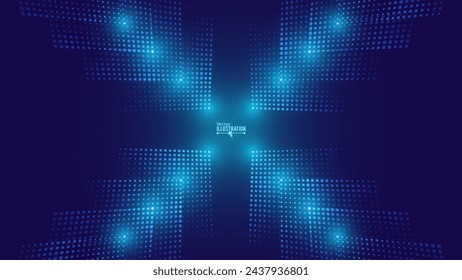 Digital Arrows Pointing To The Center. Abstract Technology Background. Hi-Tech Business Presentation Template. Vector Illustration.