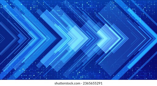 Digital Arrows Pointing To The Right. Abstract Technology Background. Hi-Tech Business Presentation Template. Vector Illustration.