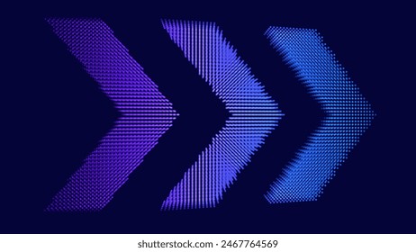 Digital Arrows Pointing To The Right. Abstract Technology Background. Hi-Tech Business Presentation Template. Vector Illustration.