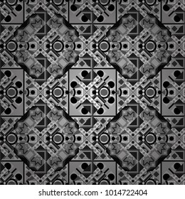 Digital art abstract seamless pattern. Abstract white, gray and black image with a squares. Vector illustration.
