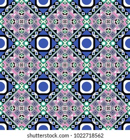 Digital art abstract seamless pattern. Abstract black, white and blue image with a squares. Vector illustration.
