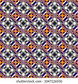 Digital art abstract seamless pattern. Abstract black, white and blue image with a squares. Vector illustration.