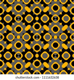Digital art abstract seamless pattern. Abstract gray, yellow and black image with a squares. Vector illustration.