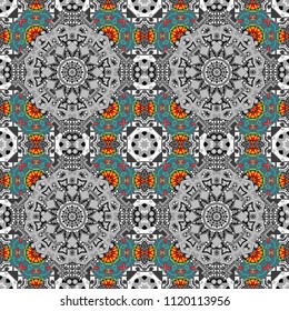 Digital art abstract seamless pattern. Abstract blue, black and gray image with a squares. Vector illustration.