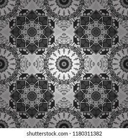 Digital art abstract seamless pattern. Abstract gray, black and white image with a squares. Vector illustration.