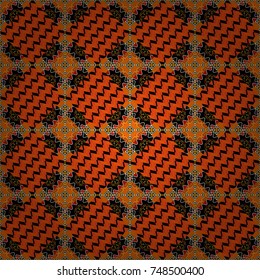 Digital art abstract seamless pattern. Abstract black, yellow and orange image with a squares. Vector illustration.