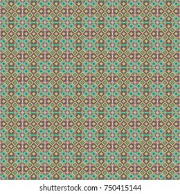 Digital art abstract seamless pattern. Abstract blue, green and pink image with a squares. Vector illustration.