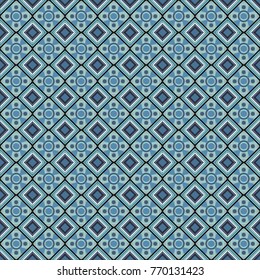 Digital art abstract seamless pattern. Abstract blue, gray and black image with a squares. Vector illustration.
