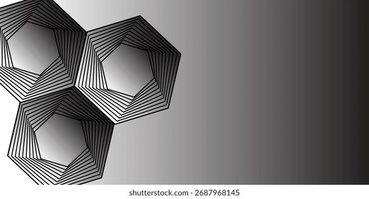 Digital Art Background with Stacked Gray Polygons, vector illustration.
