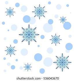 Digital art classic luxury and cute style snowflake and bokeh background in popular modern design trend 2017 for print on card paper fabric poster carpet and book cover, Vector type in white and blue