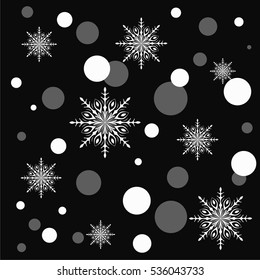 Digital art classic luxury and cute style snowflake and bokeh background in popular modern design trend 2017 for print on card paper fabric poster carpet and book cover, Vector type in black and white