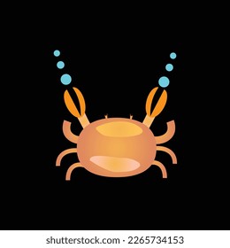 Digital art of a crab isolated on a dark background, crab element for food banner design, render vector of crab element, vector art illustration