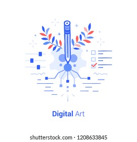 Digital art, Doodle flat design icon vector illustration concept. 