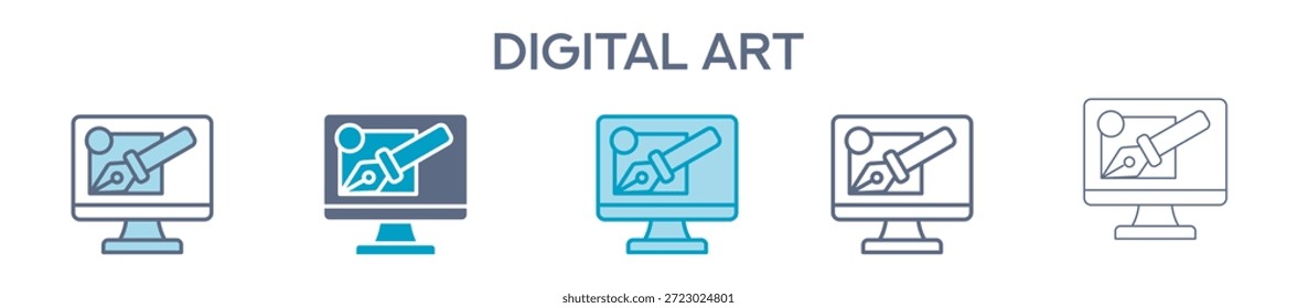 Elemento De Arte Digital Para Diseño Gráfico - Estilos Múltiples. Ilustración vectorial De Dos Colores Y Negro. Los Diseños Múltiples De Los Iconos Se Pueden Utilizar Para El Móvil, Ui, Web