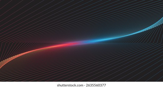 Digital art featuring colorful intersecting waveforms forming geometric patterns, creating a futuristic and dynamic aesthetic eps10