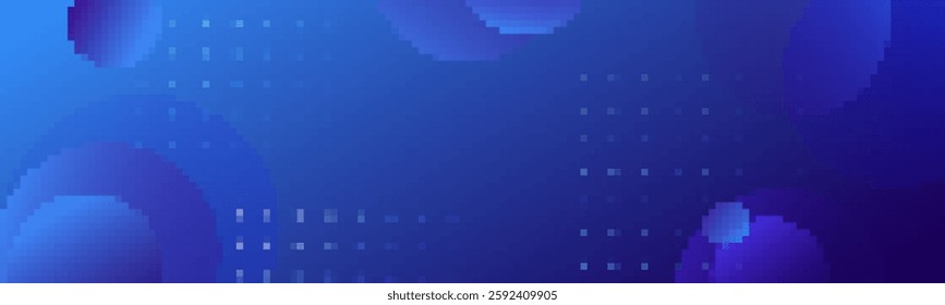 Digital art with gradient colors and abstract geometric shapes in shades of blue and purple.