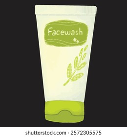 Digital art of a green facewash tube with minimal design and a parody concept for branding or creative use.