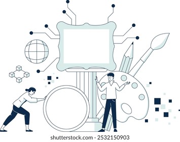 Digital art icon. Nft concept. Blockchain technology
