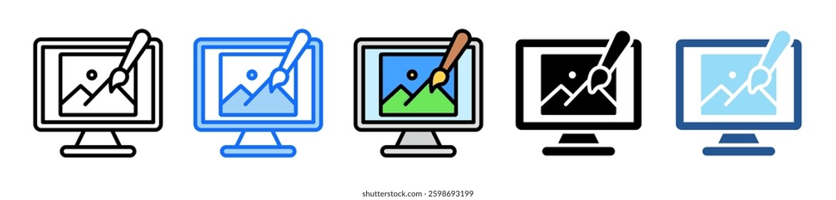 Digital Art Icon Set Multiple Style Collection