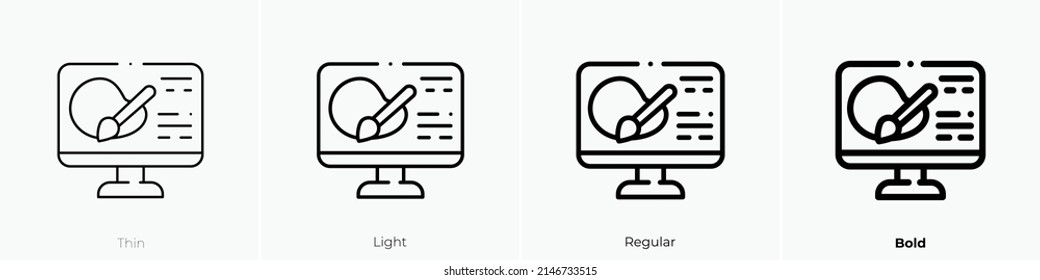 digital art icon. Thin, Light Regular And Bold style design isolated on white background