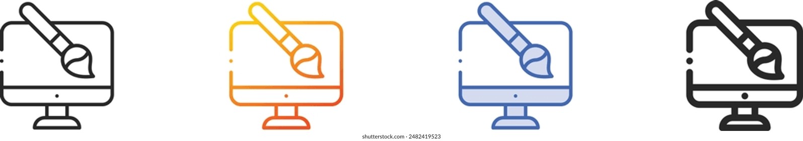 digital art icon.Thin Linear, Gradient, Blue Stroke and bold Style Design Isolated On White Background