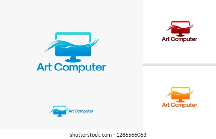 Digital Art logo designs vector, Art Computer logo template vector
