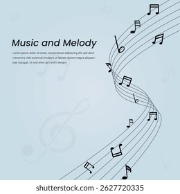 Digital art of musical notes
