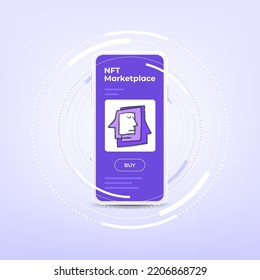 Digital art NFT non fungible tokens concept Art object on the smartphone screen.