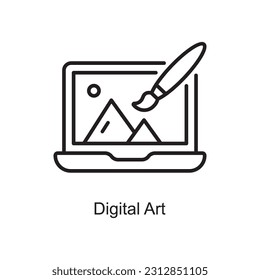 Digital Art Outline Icon Design illustration. Art and Crafts Symbol on White background EPS 10 File