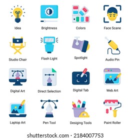 digital art and photography icon set isolated on white background