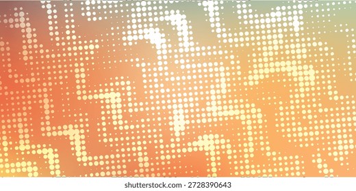 A digital art piece featuring a repeating geometric pattern formed by halftone dots, set against a warm gradient background.