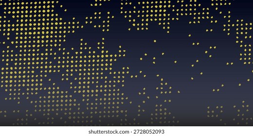 Una pieza de arte digital con una disposición dispersa de Pequeños puntos amarillos contra un degradado azul profundo.