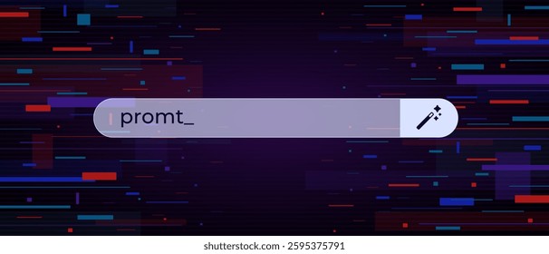 A digital art piece showing a stylized search bar and colorful lines, reflecting tech elements.