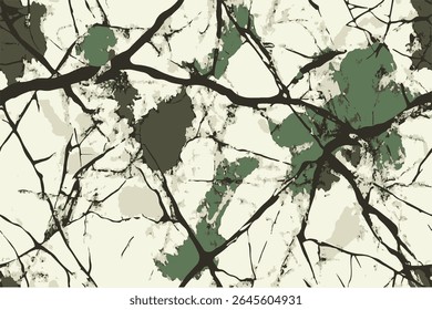 A digital art representation of camouflage patterns with an earth-toned color scheme, featuring green and brown hues.Camouflage pattern. Abstract camo background. Vector camouflage