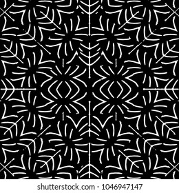 Digital art technique abstract geometric ethnic or tribal style seamless pattern design in black and white colors