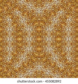 Digital art technique modern baroque seamless pattern design in gold and white colors./Golden Baroque Pattern