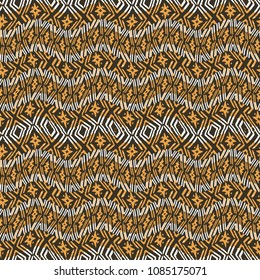 Digital art technique wavy stripes geometric seamless pattern design in orange colors