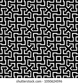 Digital art technqiue abstract geometric intricate seamless pattern design in black and white colors