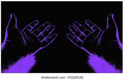 Digital art vector of realistic human hands on black background