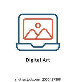 Digital Art Vector Two Colors Outline Icon. Eps file 10