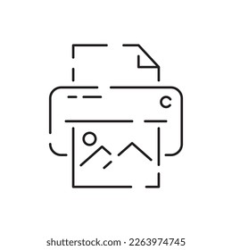 Digital artist and digital art tools line icon thin line design. Vector sign scanner 