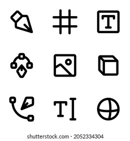 Digital artist tools typography shapes and more basic and minimalist icons. Icons design for web. svg