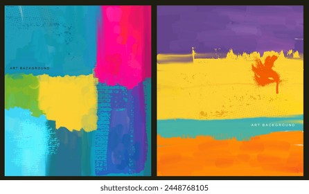 Digitale künstlerische Textur, von Hand gezeichnet. Designbürste mit Kritzeleien und verschiedenen Formen. In: Modern Art Isolated Abstract Vektorgrafik Graphic. Minimalistische geometrische farbige Rahmen handbemalt. Vektorillustration